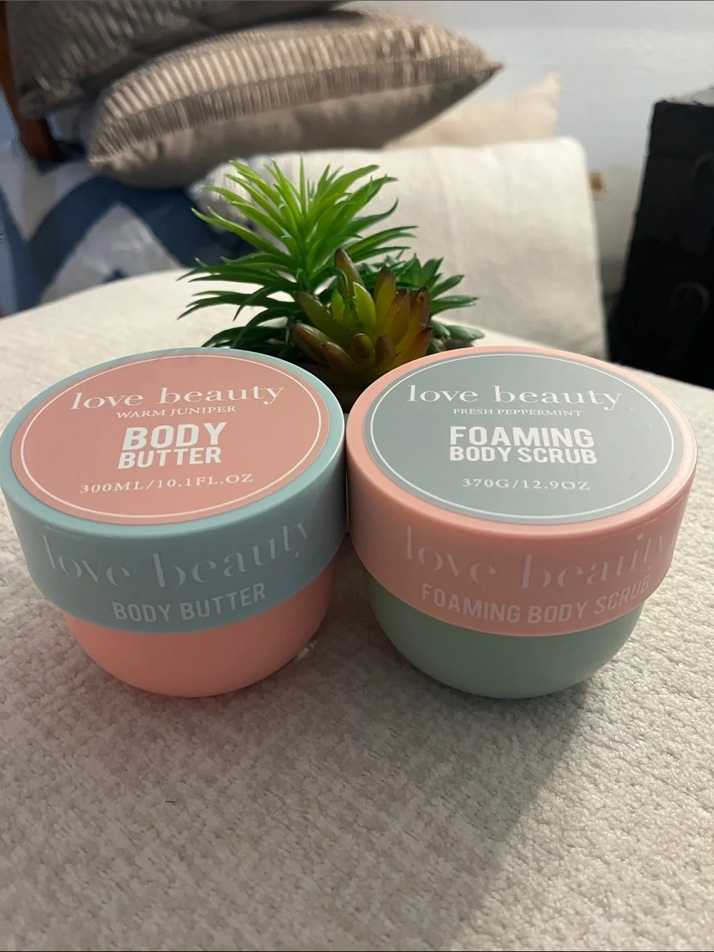 Love Beauty Pink & Mint Foaming Body Scrub and Body Butter Duo